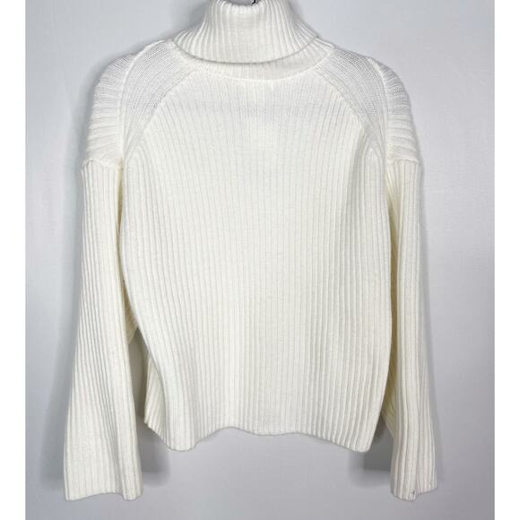 New H&M Womens XSmall XS Cream Chunky Rib Knit Turtleneck Sweater Cozy Wool - Picture 2 of 11